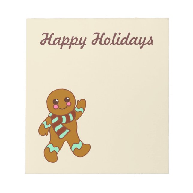 Happy Holidays Gingerbread Notepad (Front)
