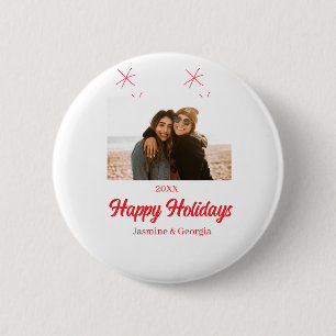 Happy holidays girls family photo gifts Christmas 6 Cm Round Badge