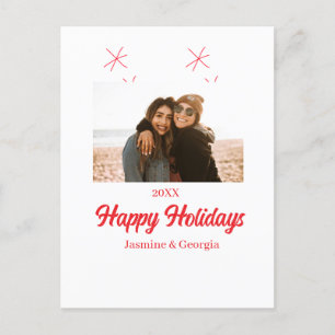 Happy holidays girls family photo gifts Christmas  Holiday Postcard