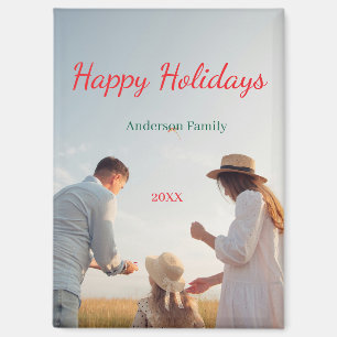 Happy holidays girls family photo gifts Christmas Magnet