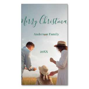 Happy holidays girls family photo gifts Christmas Magnetic Business Card