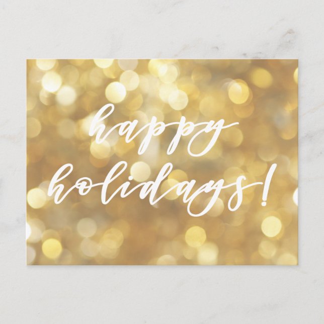 Happy Holidays ! Glamourous Gold Sparkles Christma Holiday Postcard (Front)