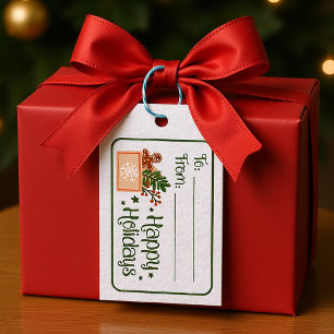 Happy Holidays Gnome gift tag