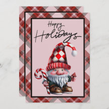 Happy Holidays Gnome with Candy Cane Christmas