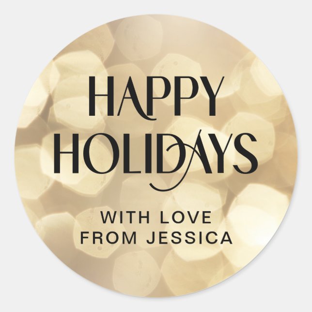 HAPPY HOLIDAYS! Gold Glitter Sticker (Front)