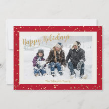 Happy Holidays Gold Stars Border Photo