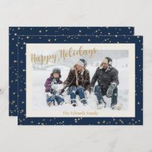 Happy Holidays Gold Stars Border Photo