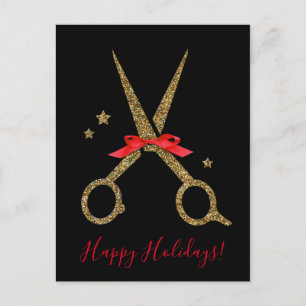 Happy Holidays - Golden glitter Hair Stylist card