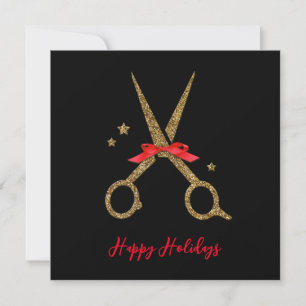 Happy Holidays - Golden glitter Hair Stylist card