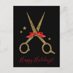 Happy Holidays - Golden glitter Hair Stylist card