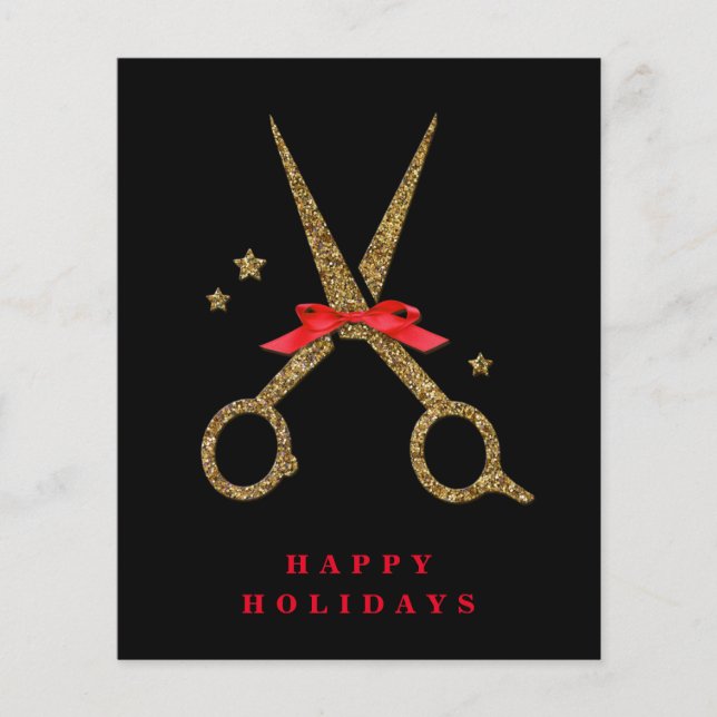 Happy Holidays - Golden glitter Hair Stylist flyer (Front)