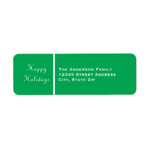 Happy Holidays Green Banner - Address Label Return Address Label