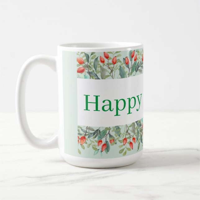 Happy Holidays! Green Coffee Mug (Left)
