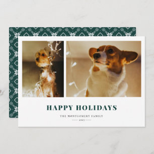 Happy Holidays Green Fair Isle Photo Holiday Card