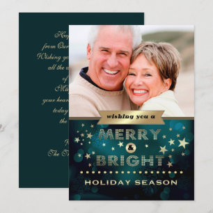 Happy Holidays. Green Gold Christmas Photo Holiday Card