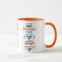 Happy Holidays Green & Orange Text Design