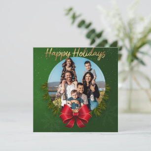 Happy Holidays Green Photo Christmas  Holiday Card