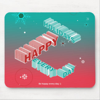 Happy Holidays, Green & Pink Mouse Pad
