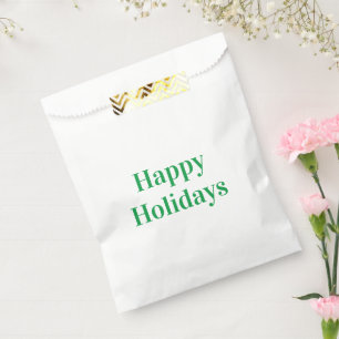 "Happy Holidays" green white gift Favour Bag
