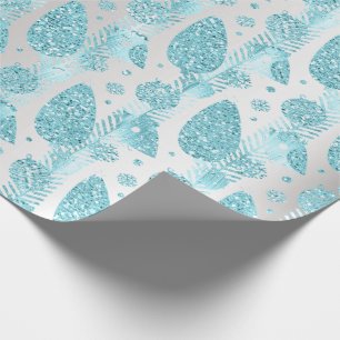 Happy Holidays Grey Glitter Christmas Tree Wrapping Paper