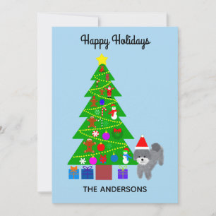 Happy Holidays Grey Poodle Christmas #5 Card
