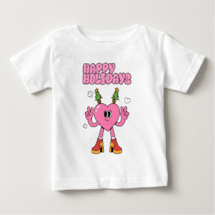 Happy Holidays - Groovy Heart of the Season Baby T-Shirt