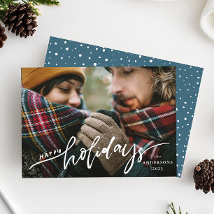 Happy Holidays Hand-Lettered Script Overlay Photo Holiday Card