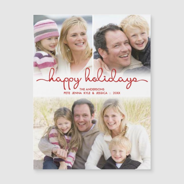 Happy Holidays Hand Lettered Script Photo Collage (Front)