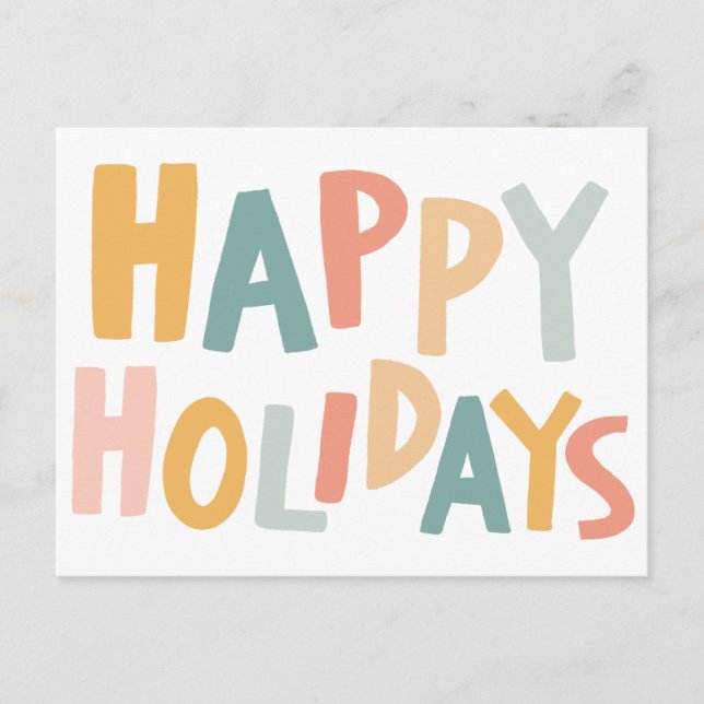 HAPPY HOLIDAYS Handmade Custom Christmas Postcard (Front)