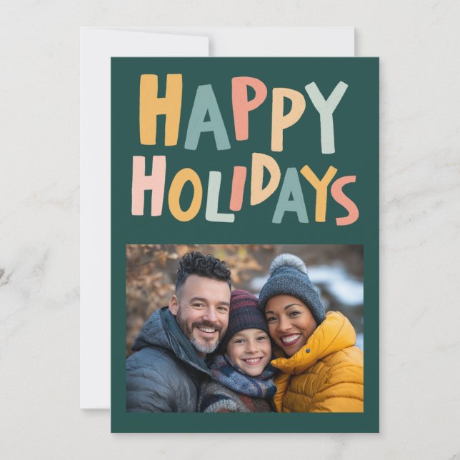 HAPPY HOLIDAYS Handmade Custom PHOTO Christmas Holiday Card (Front)