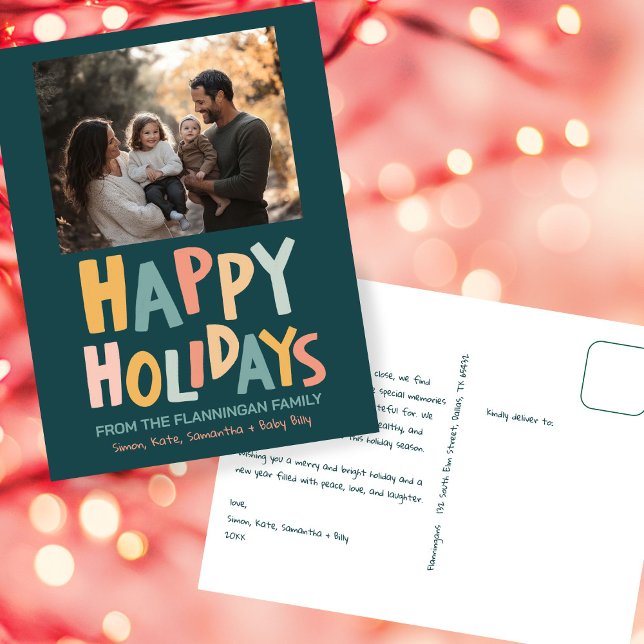 HAPPY HOLIDAYS Handmade Custom PHOTO Christmas Holiday Postcard (HAPPY HOLIDAYS Handmade Custom PHOTO Christmas Holiday Postcard
)