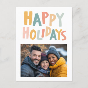 HAPPY HOLIDAYS Handmade Custom PHOTO Christmas Holiday Postcard