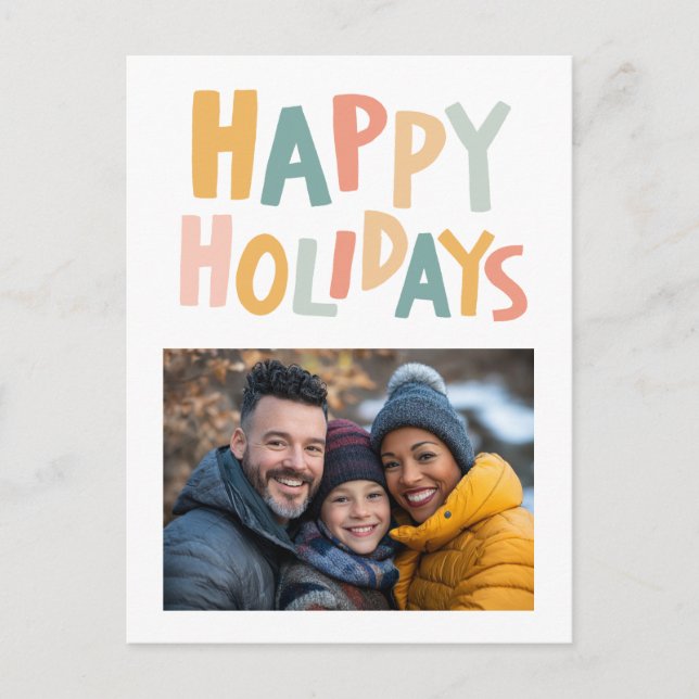HAPPY HOLIDAYS Handmade Custom PHOTO Christmas Holiday Postcard (Front)
