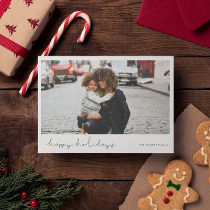 Happy Holidays Handwritten Modern Photo Holiday Card