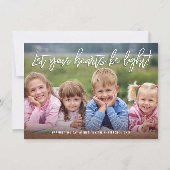 Happy Holidays Handwritten Script Quote over Photo Holiday Card (Front)