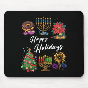 Happy Holidays Hanukkah Feliz Navidad Christmas Kw Mouse Pad