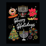 Happy Holidays Hanukkah Feliz Navidad Christmas Kw Poster<br><div class="desc">Happy Holidays Hanukkah Feliz Navidad Christmas Kwanzaa 1</div>