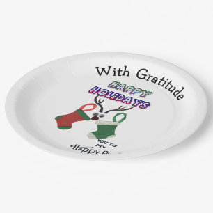 Happy Holidays Happy Place with Gratitude Paper Plate