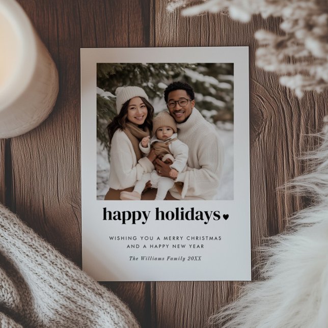 Happy Holidays Heart Photo Holiday Card (Creator Uploaded)