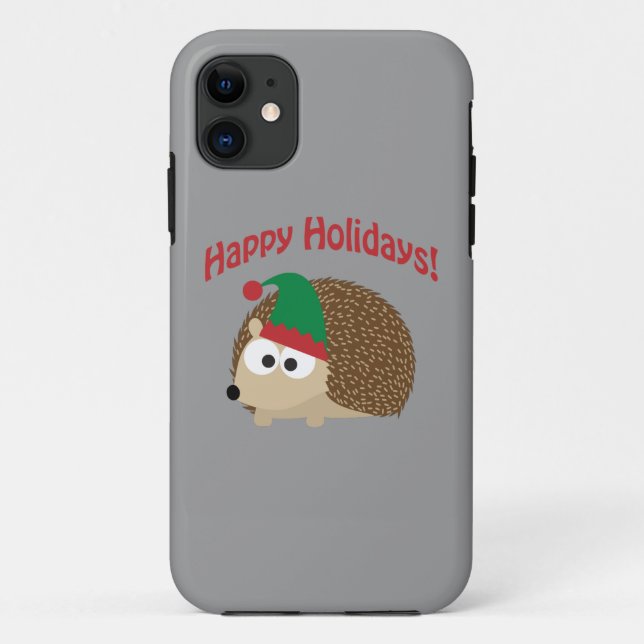 Happy Holidays! Hedgehog Elf Case-Mate iPhone Case (Back)