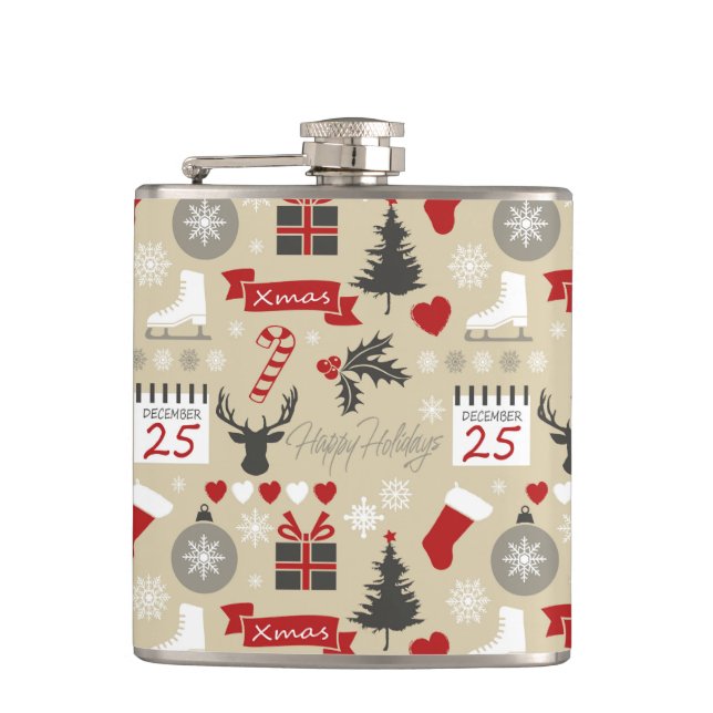 Happy Holidays Hip Flask (Front)
