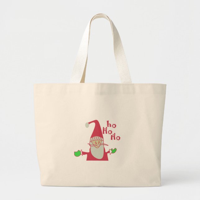 Happy Holidays Ho Ho Ho Merry Christmas Large Tote Bag (Front)