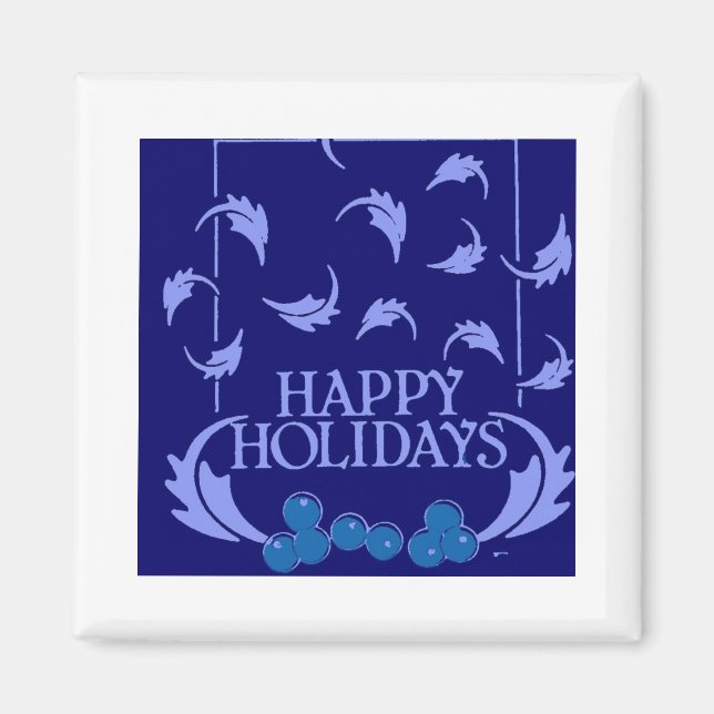Happy Holidays Holly Magnet (Front)