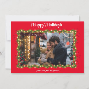Happy Holidays Holly Photo Christmas Card