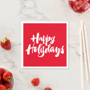 Happy Holidays Holydays Religious Christmas Red Napkin