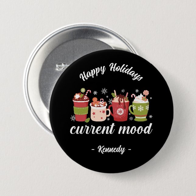 Happy Holidays - Hot Cocoa 7.5 Cm Round Badge (Front & Back)