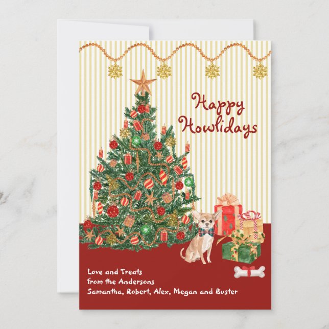 Happy Holidays Howliday Chihuahua Presents Tree  (Front)