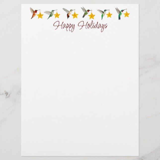 Happy Holidays Hummingbirds  Letterhead (Front)