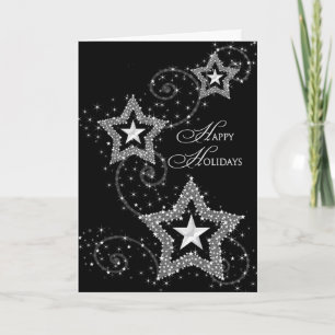 Happy Holidays (Ideal for Business) Sparkly Stars Holiday Card