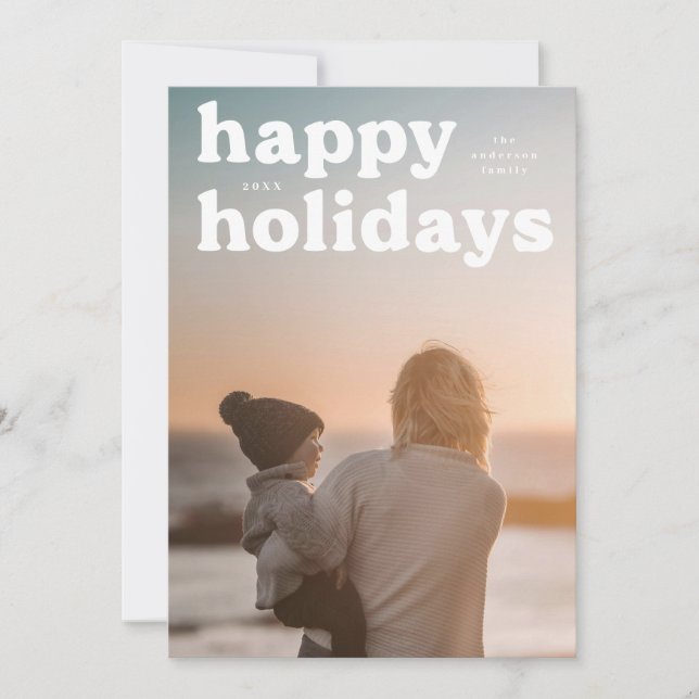 Happy Holidays in Bold Top of Photo Holiday Card (Front)